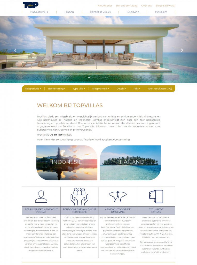 Topvillas website